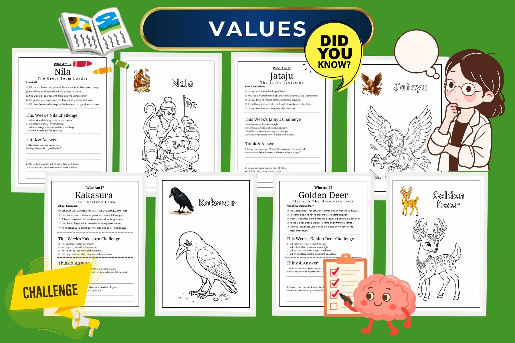 Ramayana Animal & Vanara Heros Coloring & Character Workbook