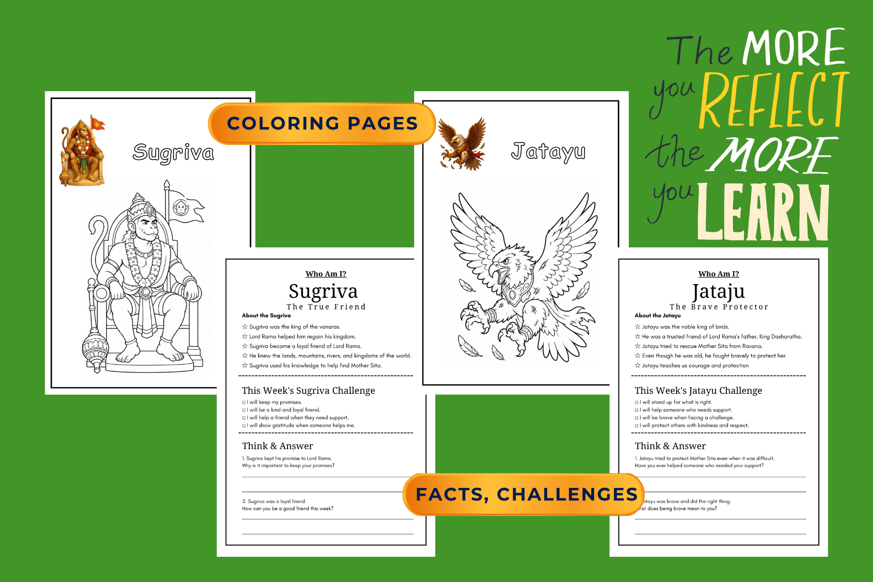Ramayana Animal & Vanara Heros Coloring & Character Workbook