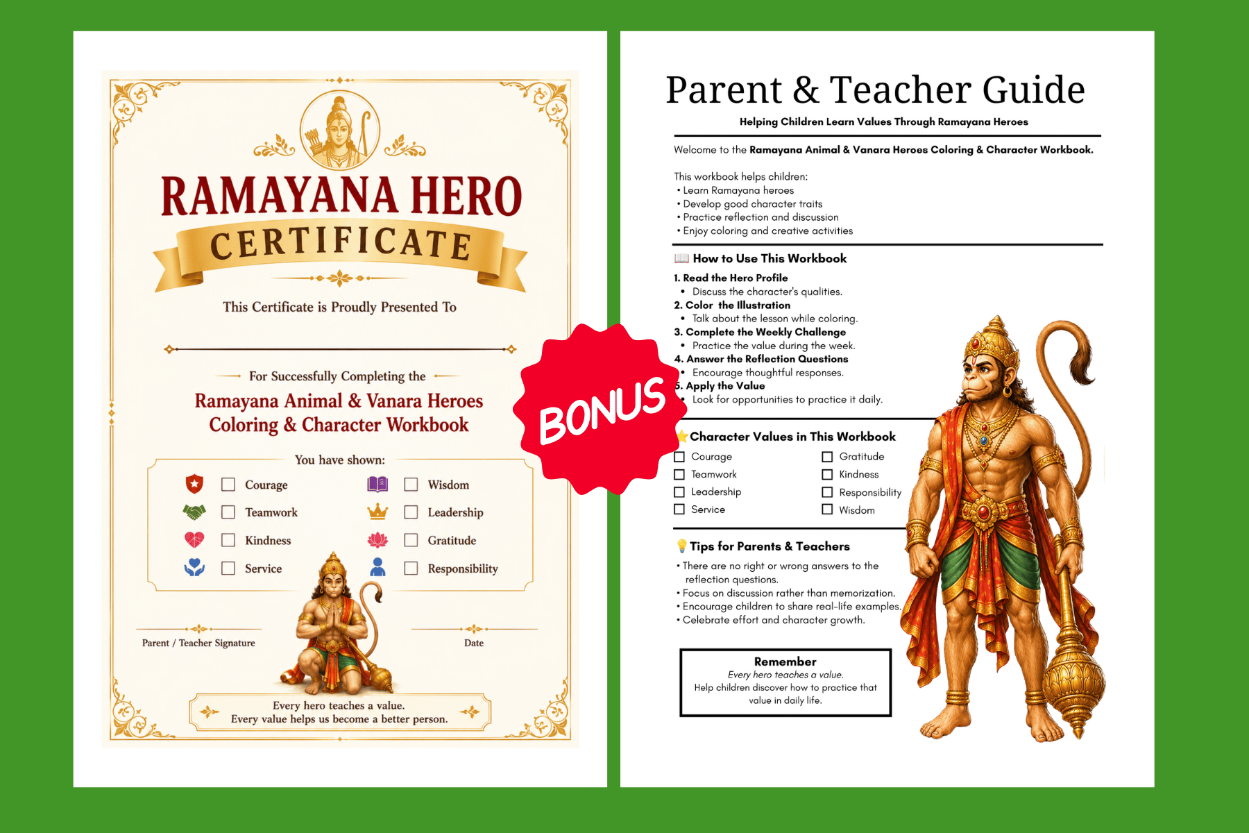 Ramayana Animal & Vanara Heros Coloring & Character Workbook
