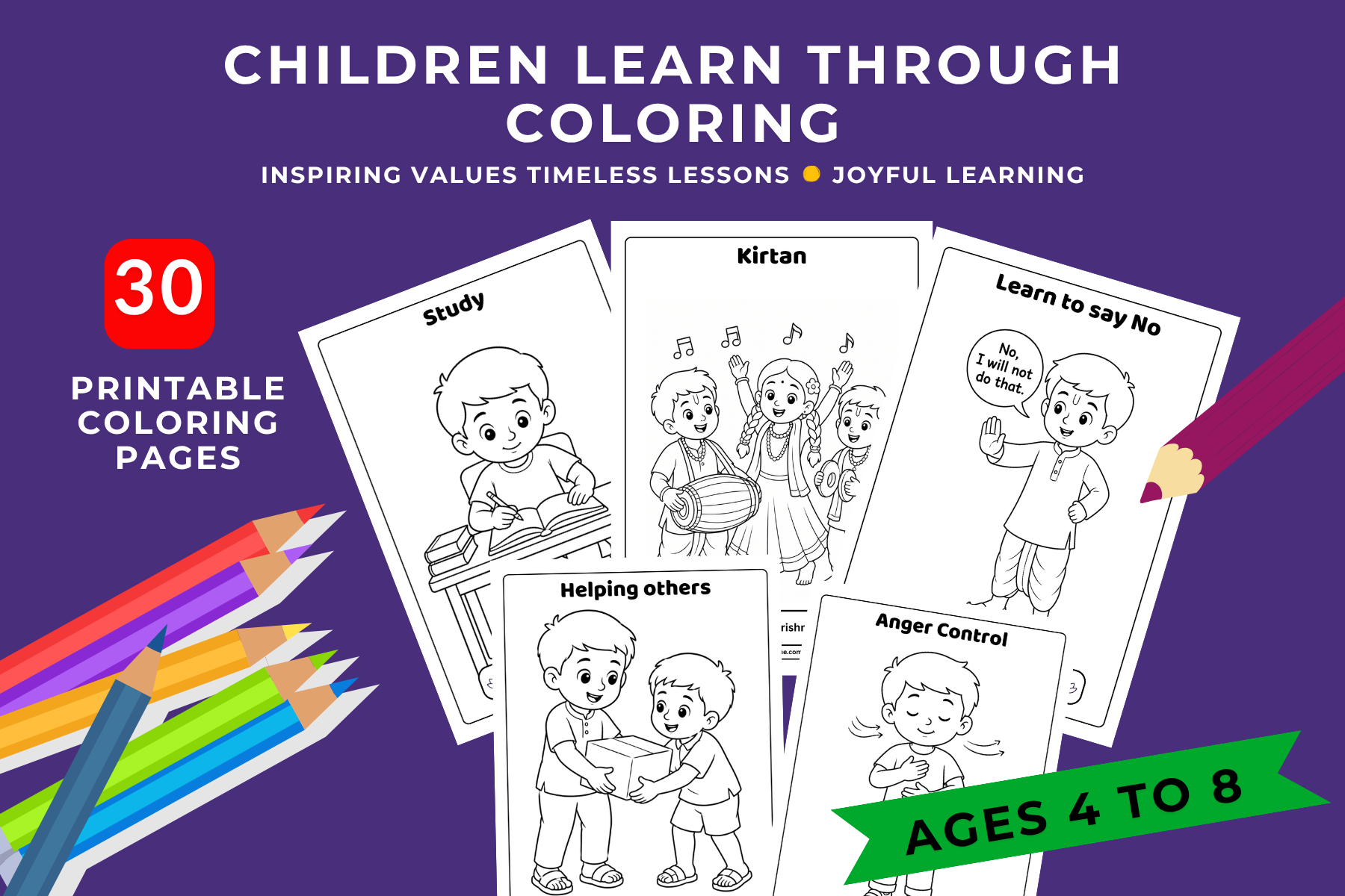  Little Devotees Coloring Book | Bhakti & Character Education Pack 