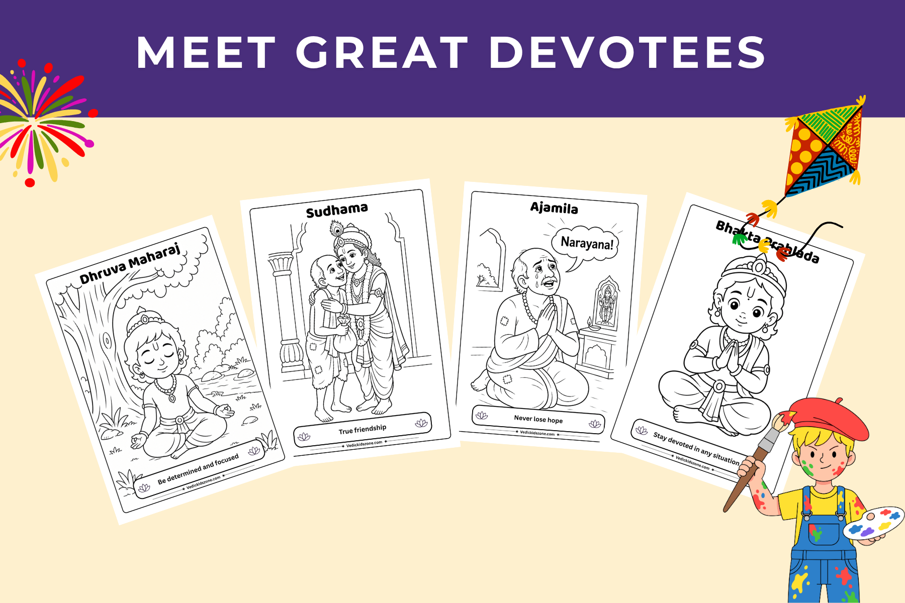  Little Devotees Coloring Book | Bhakti & Character Education Pack 