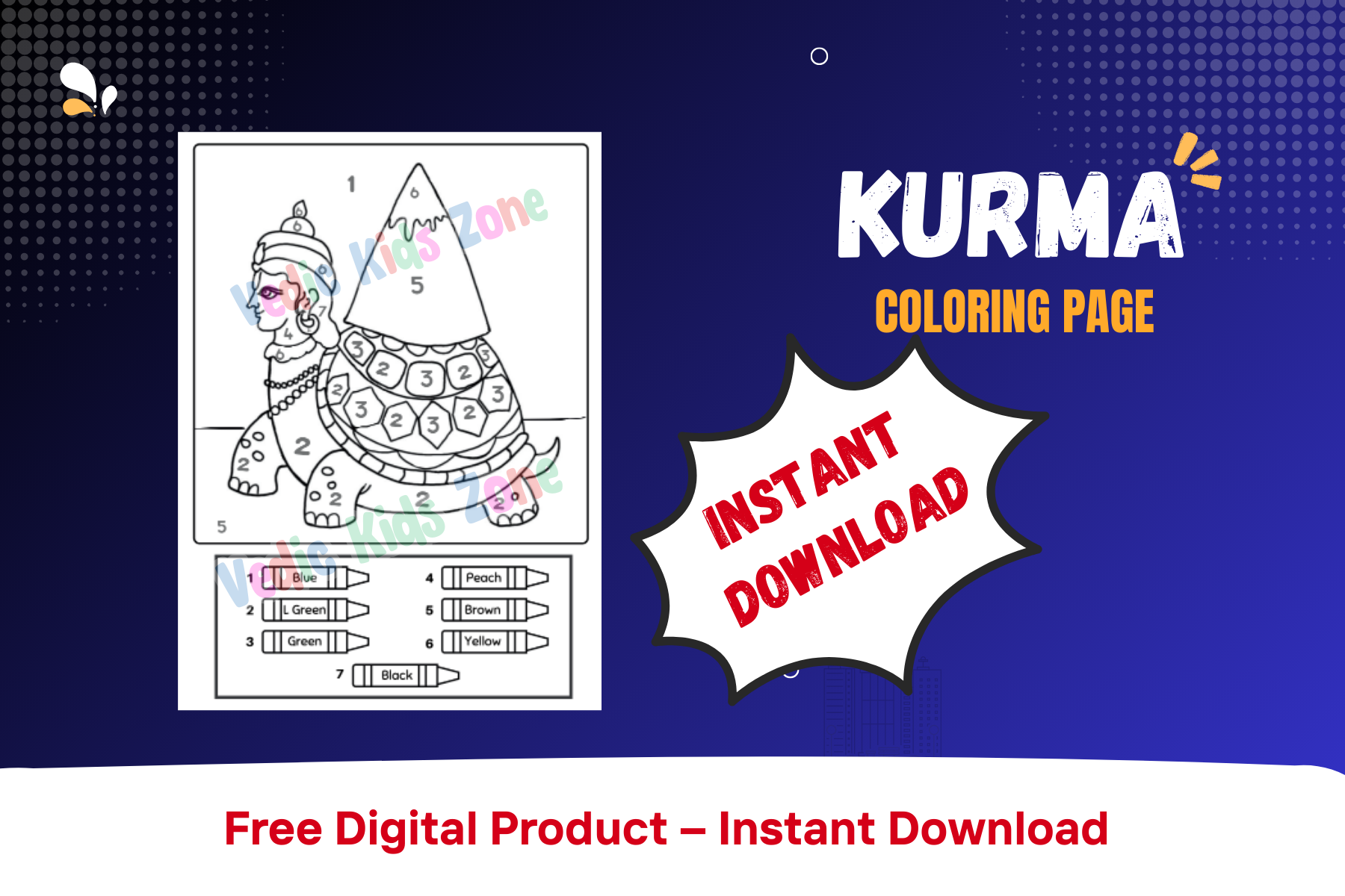 Lord Kurma Avatara Coloring Page for Kids