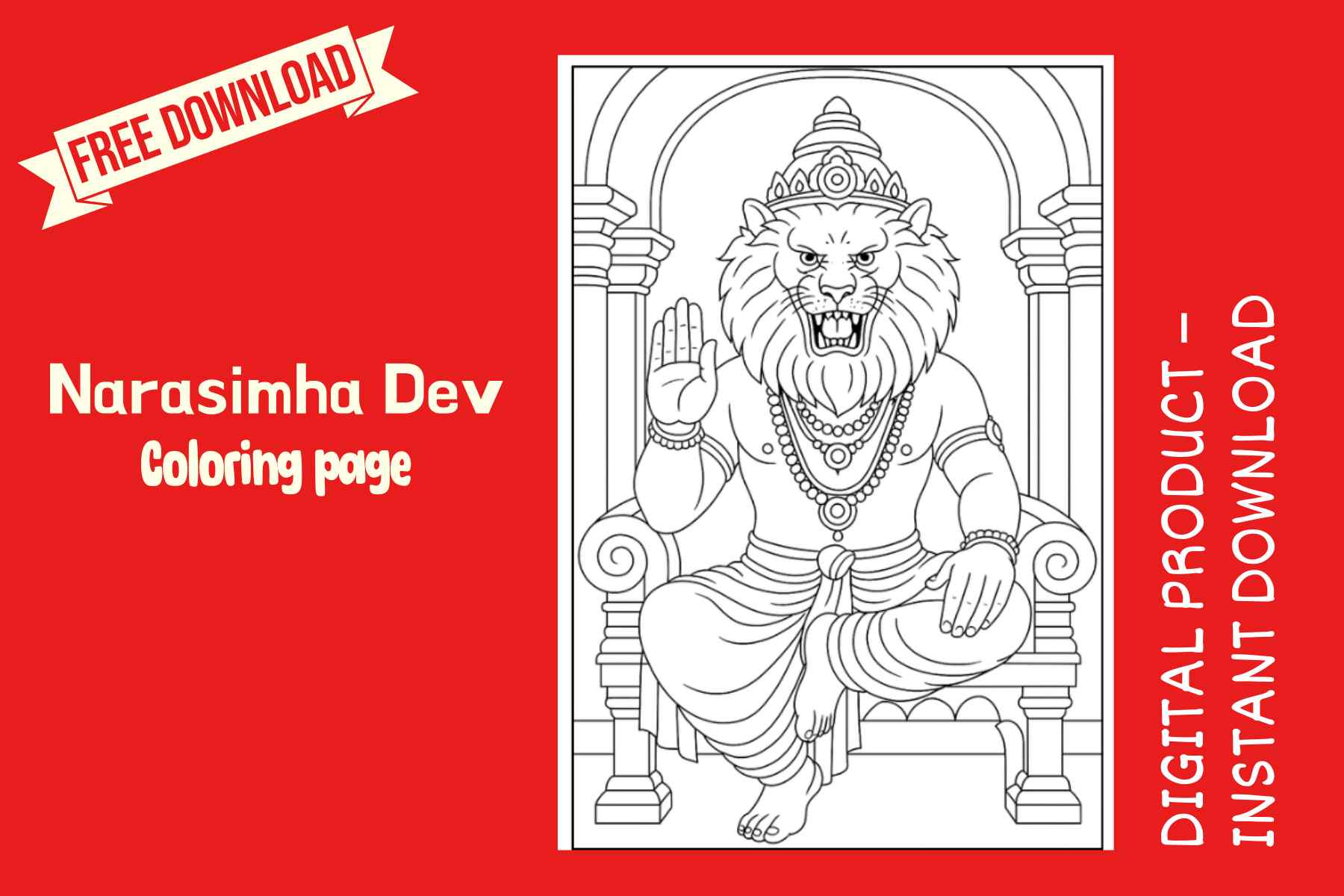 Lord Narasimha Coloring Page for Kids